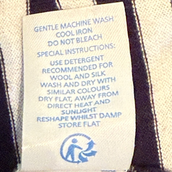 BODEN Dark Blue and Off-White Striped Button Back Sweater - Picture 5 of 5